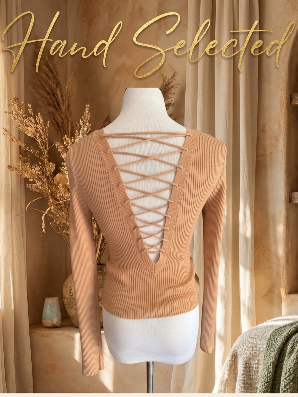 Forever 21 Peach Ribbed Slim Knit Crewneck Sweater Coquette Quiet Luxury S